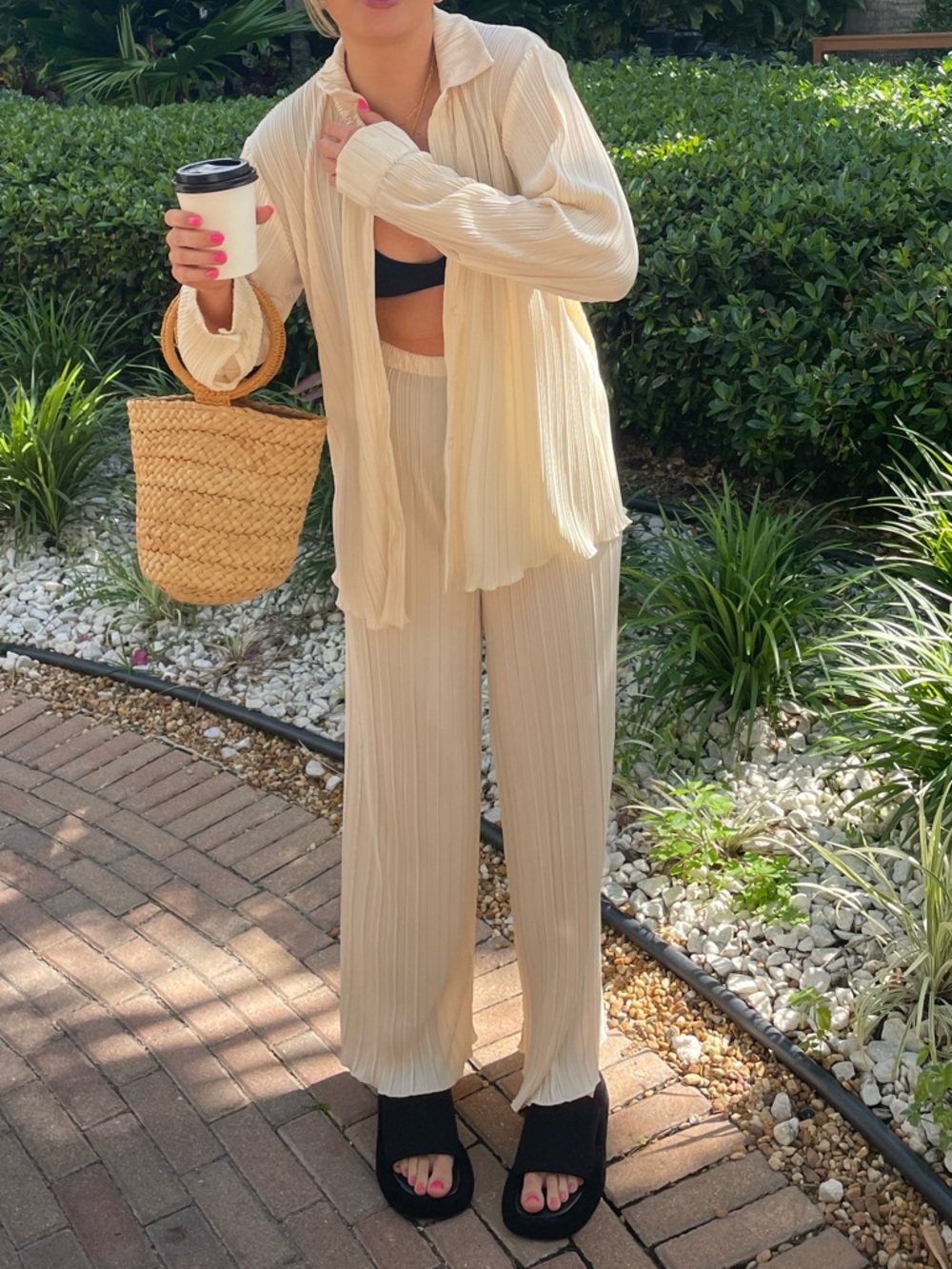L*space Cream Pleated Set